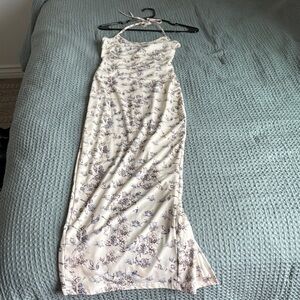 Floral Cream Halter Dress